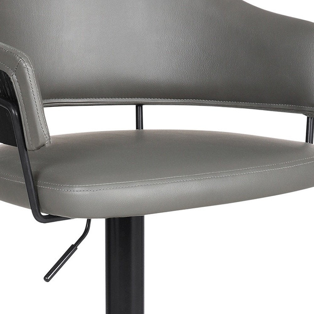 Gray And Black Fabric And Iron Adjustable Height Swivel Bar Chair HomeRoots