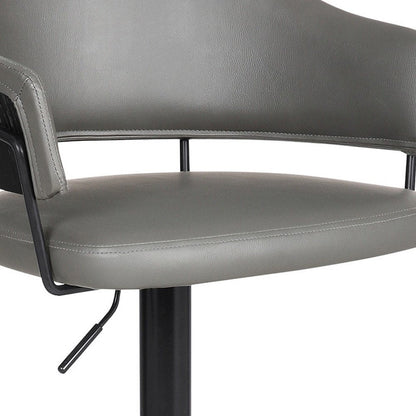 Gray And Black Fabric And Iron Adjustable Height Swivel Bar Chair HomeRoots