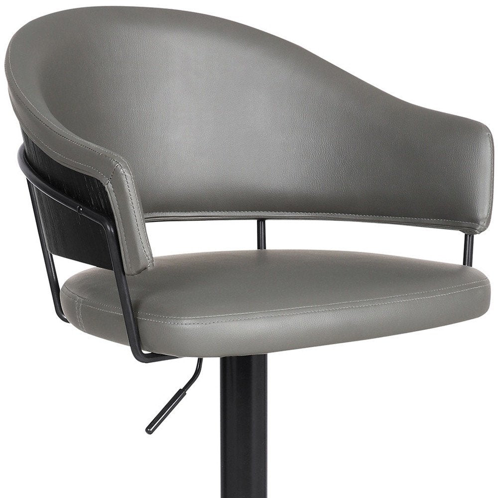 Gray And Black Fabric And Iron Adjustable Height Swivel Bar Chair HomeRoots
