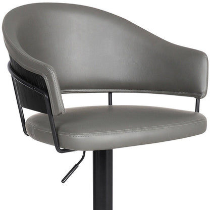 Gray And Black Fabric And Iron Adjustable Height Swivel Bar Chair HomeRoots
