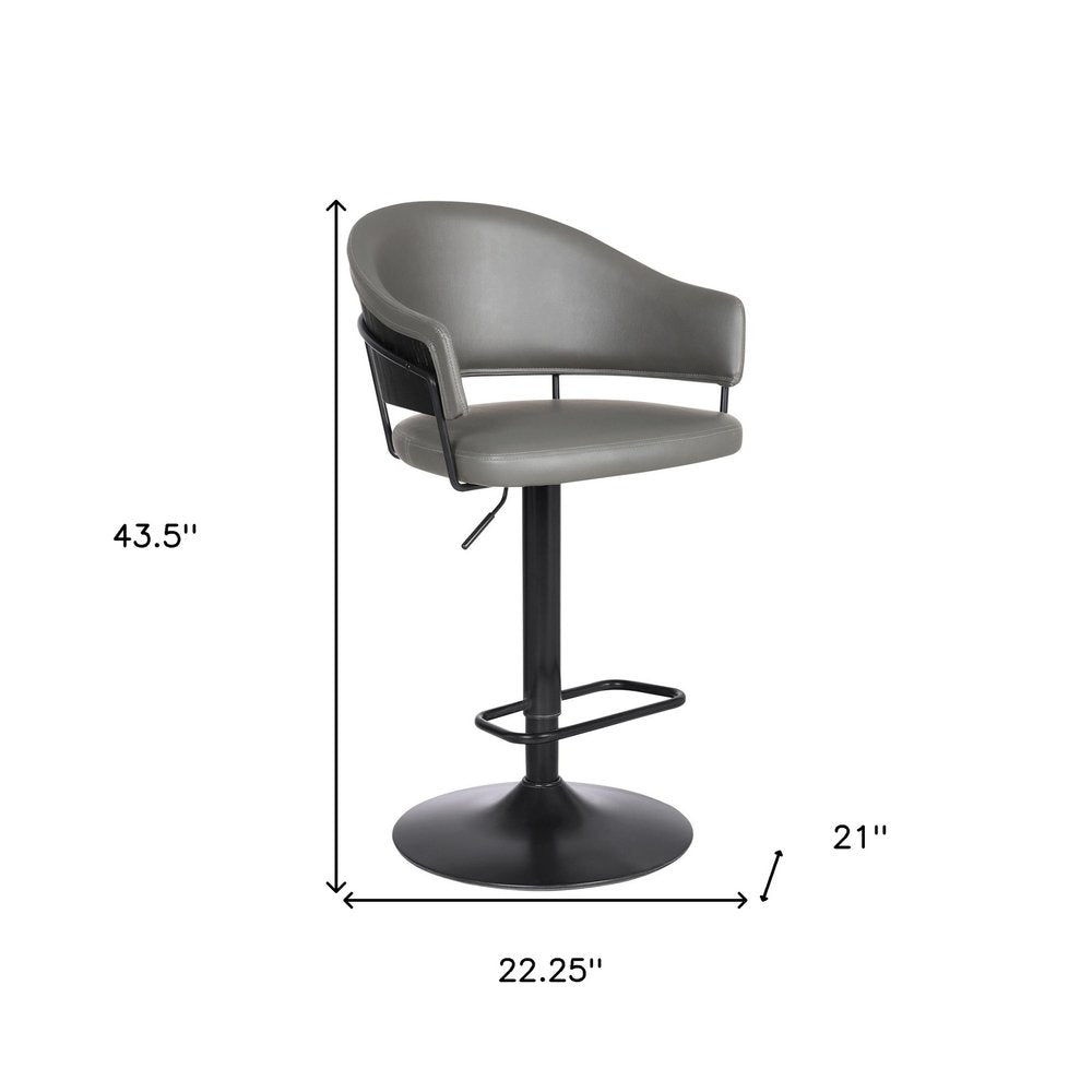 Gray And Black Fabric And Iron Adjustable Height Swivel Bar Chair HomeRoots