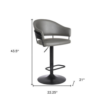 Gray And Black Fabric And Iron Adjustable Height Swivel Bar Chair HomeRoots