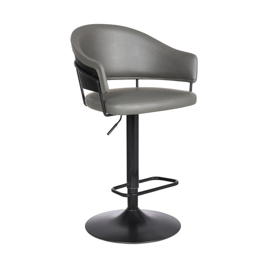 Gray And Black Fabric And Iron Adjustable Height Swivel Bar Chair HomeRoots