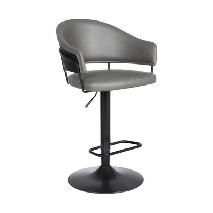 Gray And Black Fabric And Iron Adjustable Height Swivel Bar Chair HomeRoots