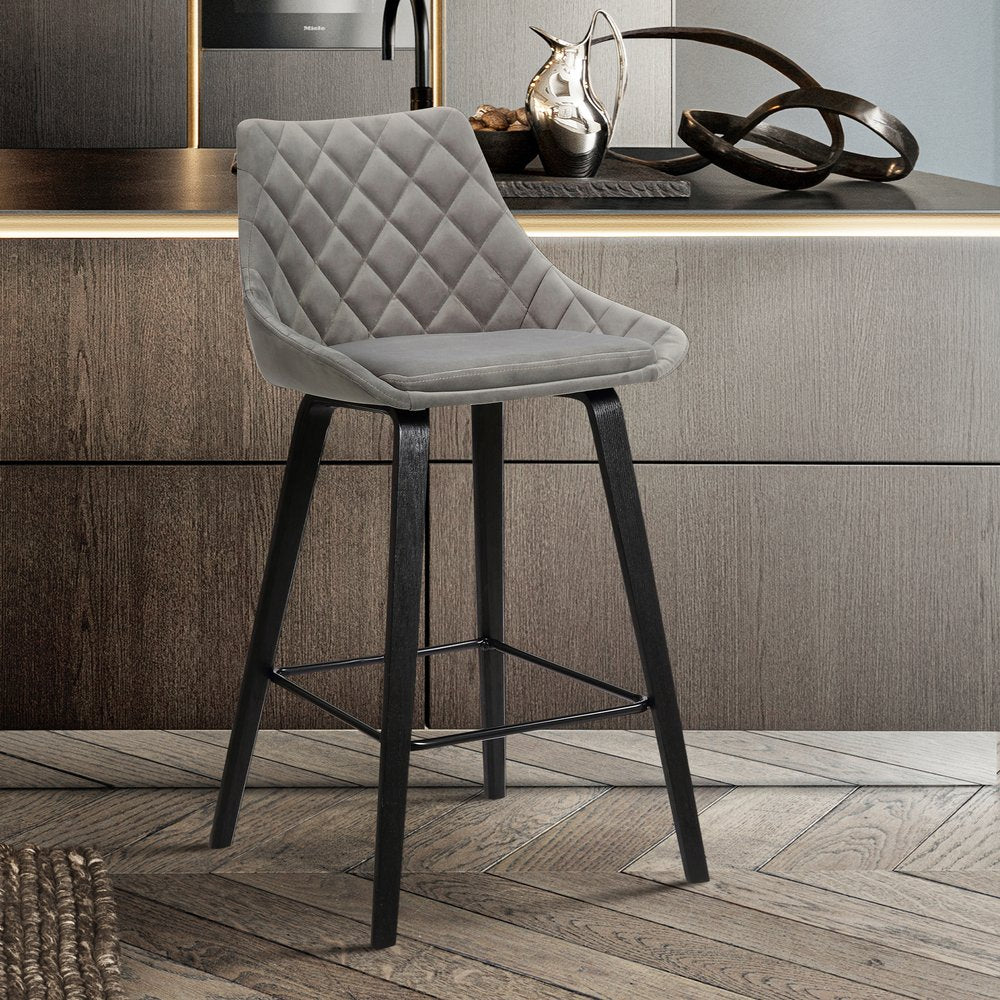 26" Gray And Black Iron Counter Height Bar Chair HomeRoots