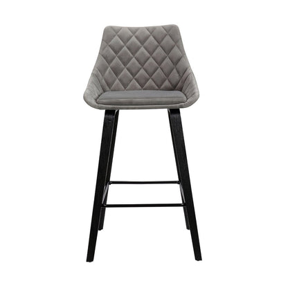 26" Gray And Black Fabric And Iron Counter Height Bar Chair HomeRoots