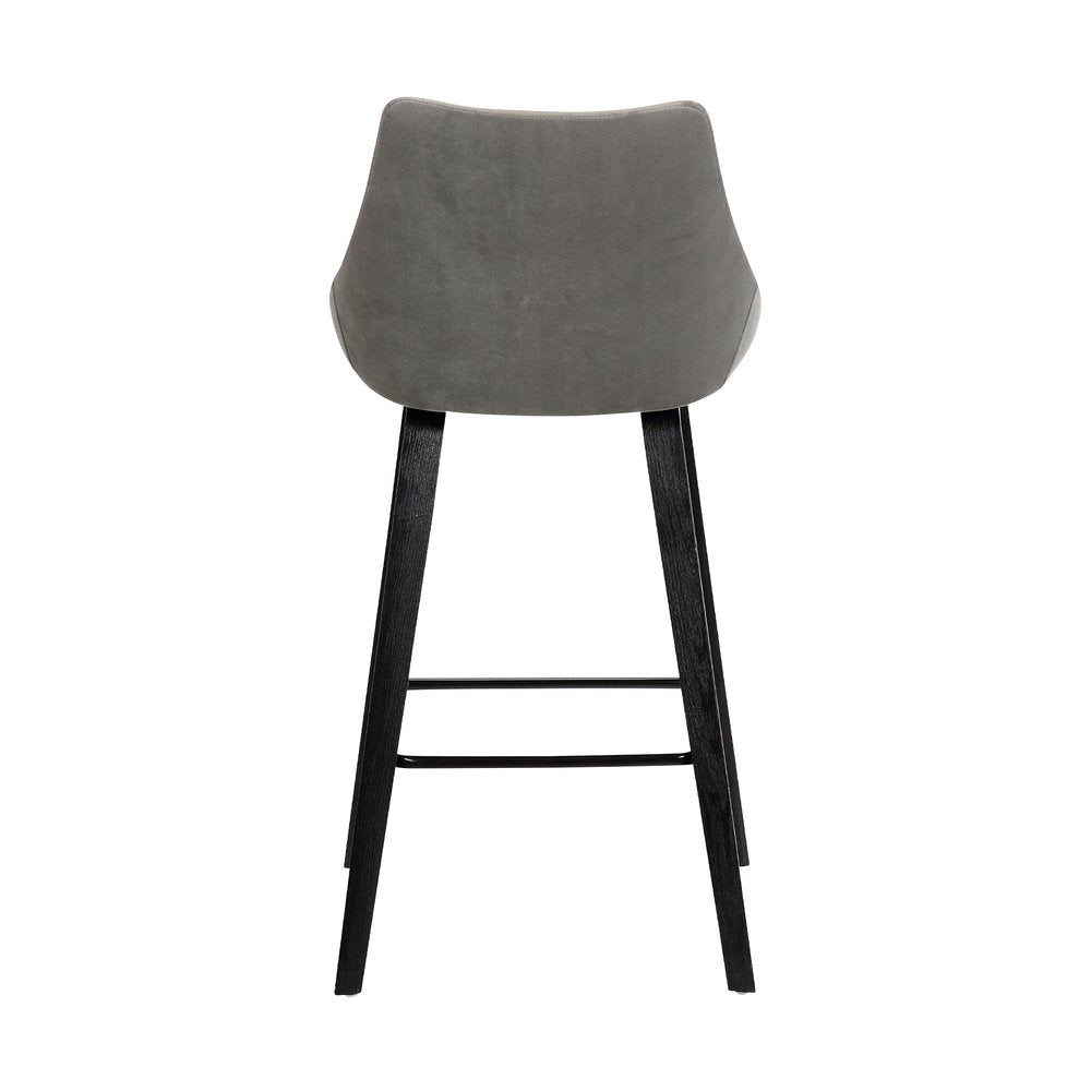 26" Gray And Black Fabric And Iron Counter Height Bar Chair HomeRoots