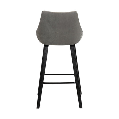 26" Gray And Black Fabric And Iron Counter Height Bar Chair HomeRoots
