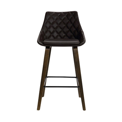 26" Brown Fabric And Iron Counter Height Bar Chair HomeRoots