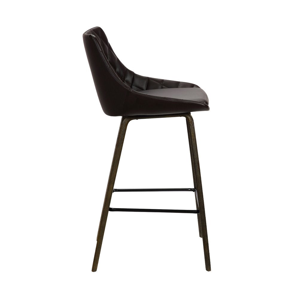 26" Brown Fabric And Iron Counter Height Bar Chair HomeRoots