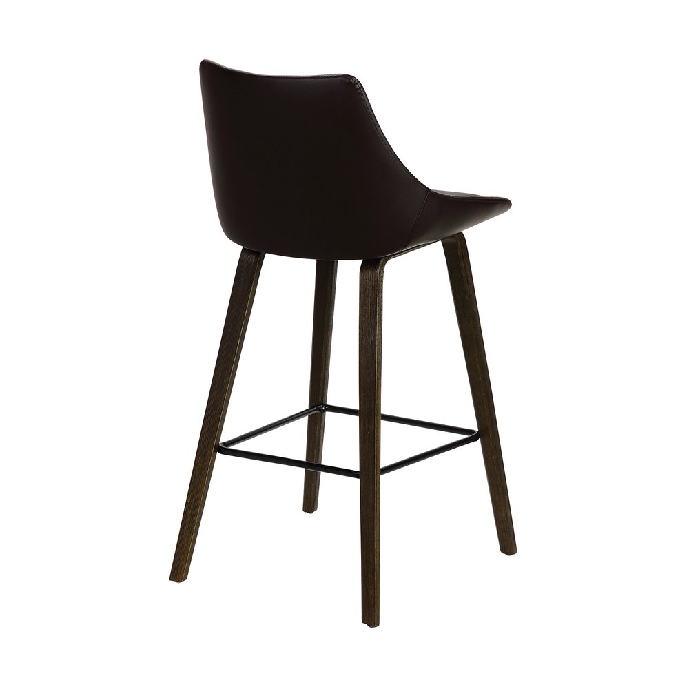 26" Brown Fabric And Iron Counter Height Bar Chair HomeRoots