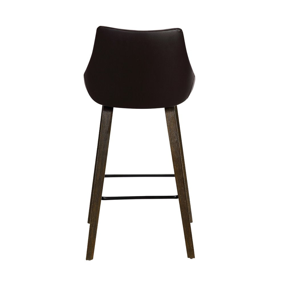 26" Brown Fabric And Iron Counter Height Bar Chair HomeRoots