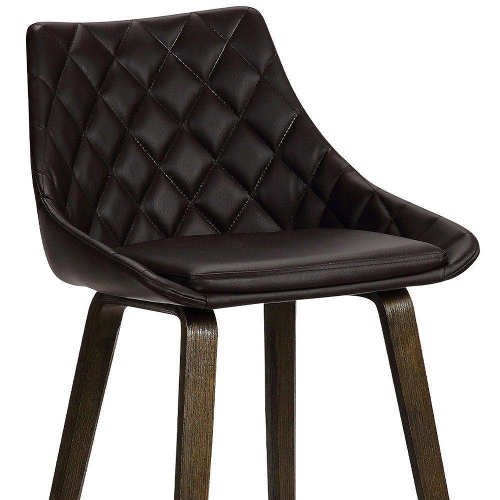 26" Brown Fabric And Iron Counter Height Bar Chair HomeRoots