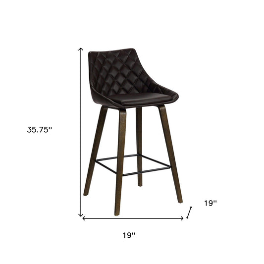 26" Brown Iron Counter Height Bar Chair - FurniFindUSA