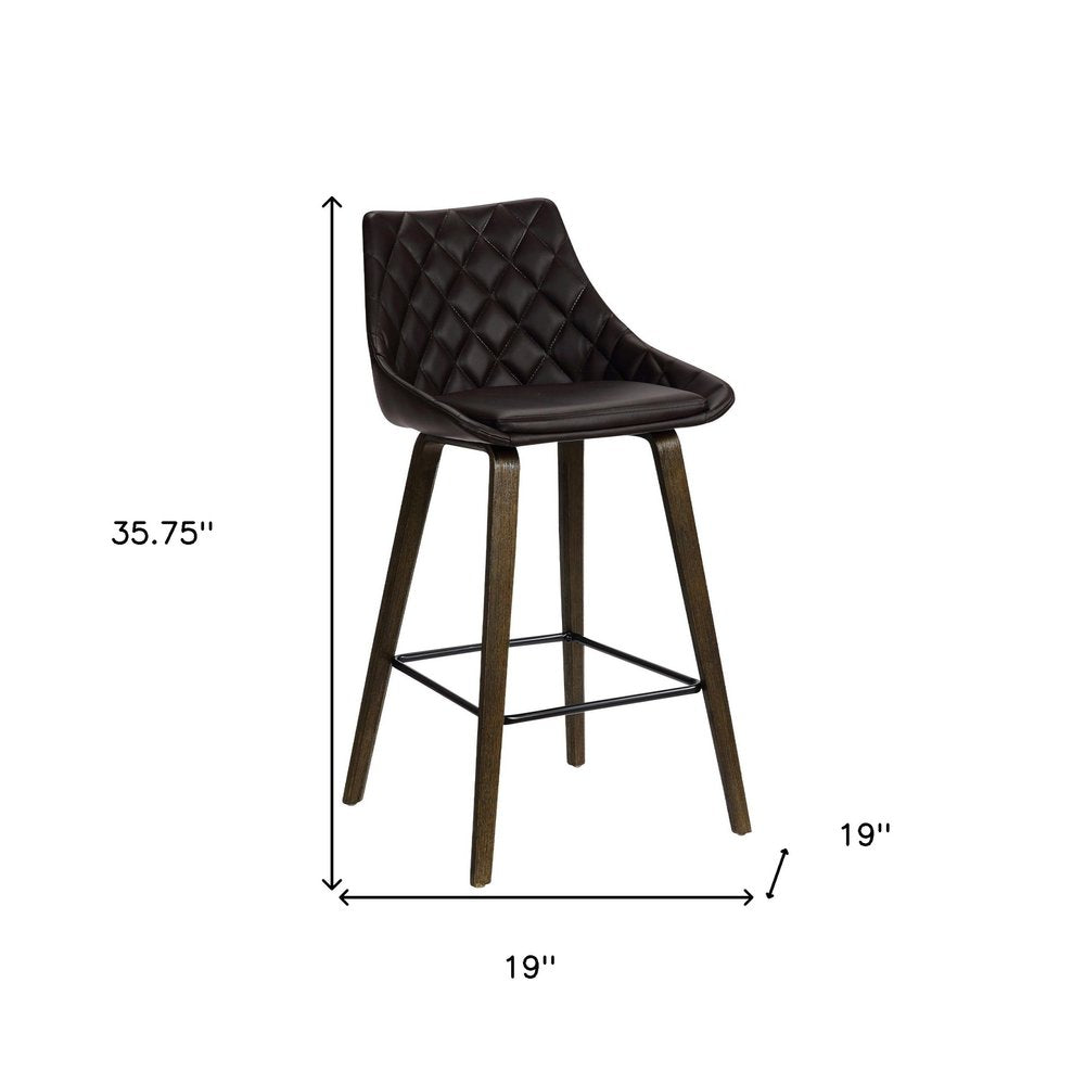 26" Brown Fabric And Iron Counter Height Bar Chair HomeRoots
