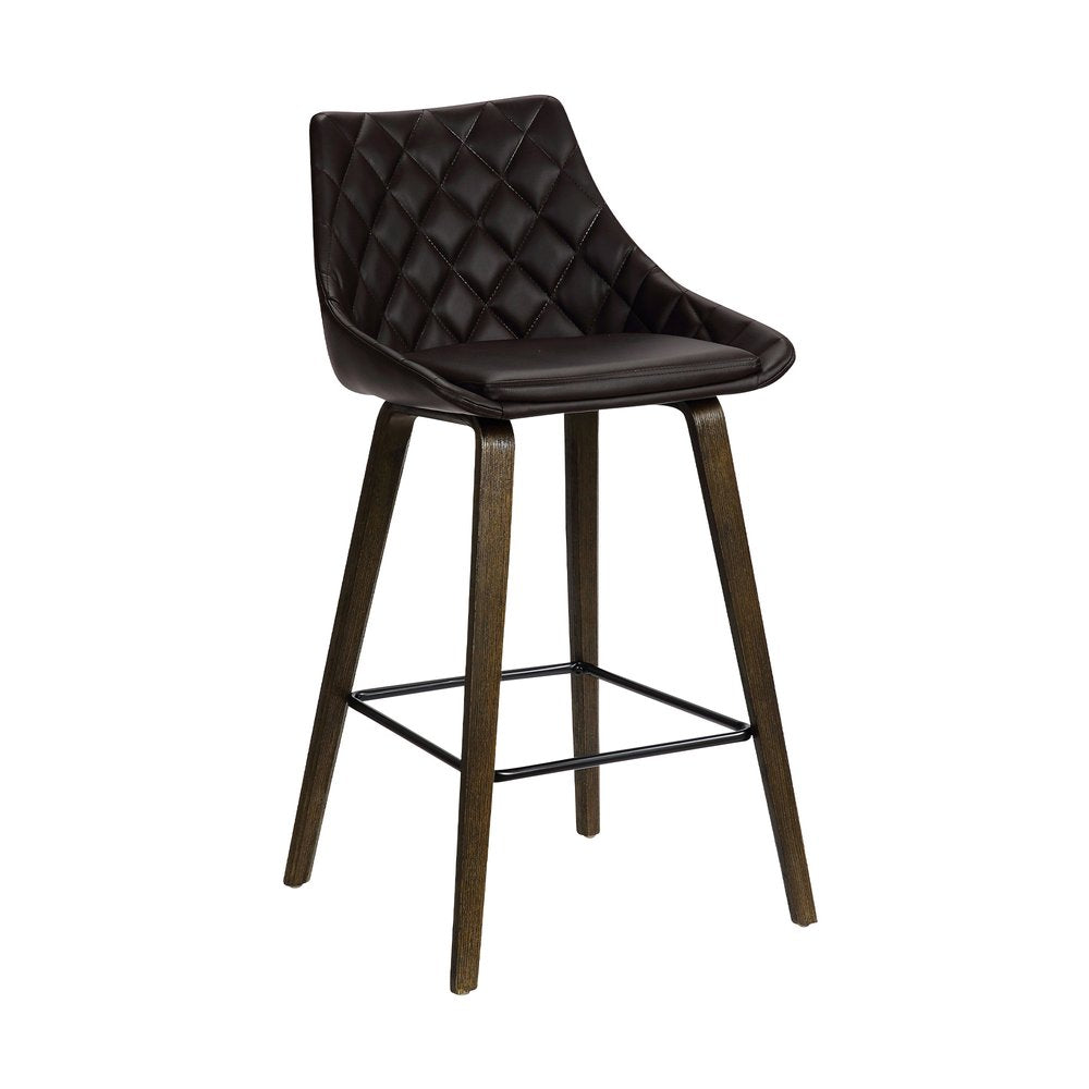 26" Brown Fabric And Iron Counter Height Bar Chair HomeRoots
