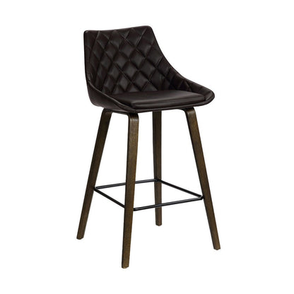 26" Brown Fabric And Iron Counter Height Bar Chair HomeRoots