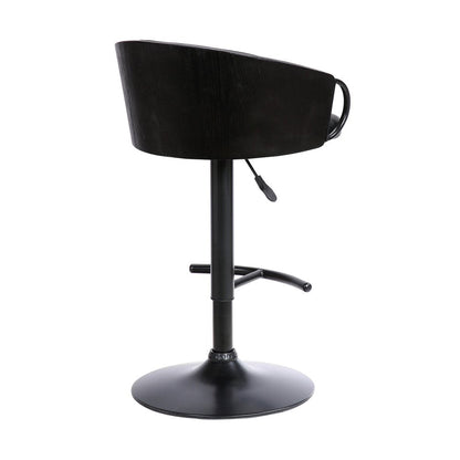 Black Faux Leather And Fabric And Iron Low Back Adjustable Height Swivel Bar Chair HomeRoots