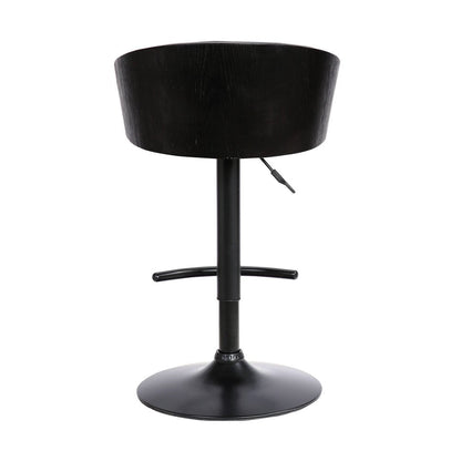 Black Faux Leather And Fabric And Iron Low Back Adjustable Height Swivel Bar Chair HomeRoots