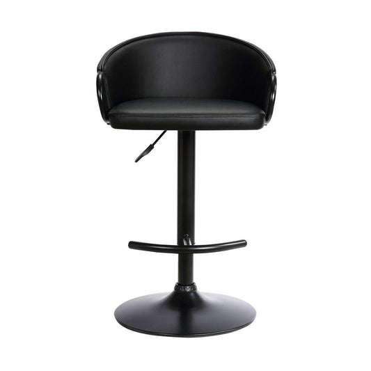 Black Faux Leather And Fabric And Iron Low Back Adjustable Height Swivel Bar Chair HomeRoots