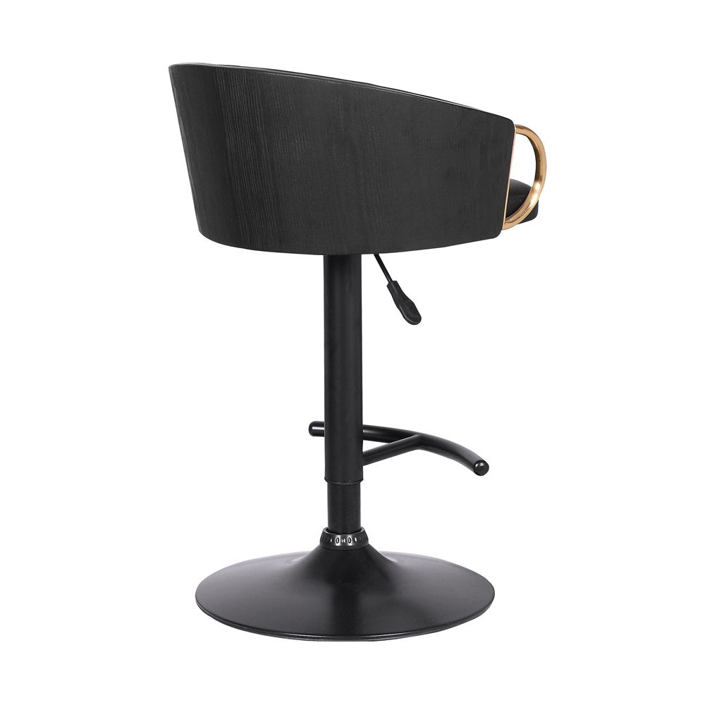 Black Fabric And Iron Low Back Adjustable Height Swivel Bar Chair HomeRoots