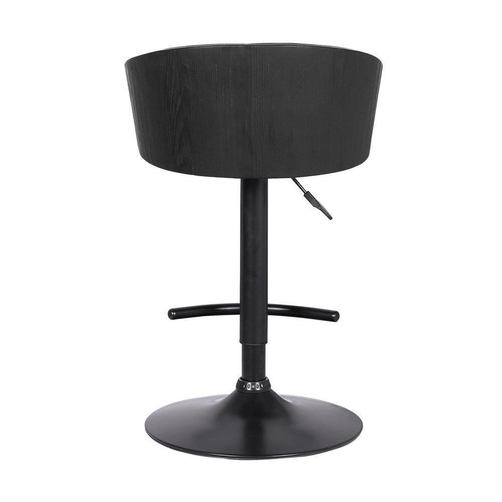 Black Fabric And Iron Low Back Adjustable Height Swivel Bar Chair HomeRoots