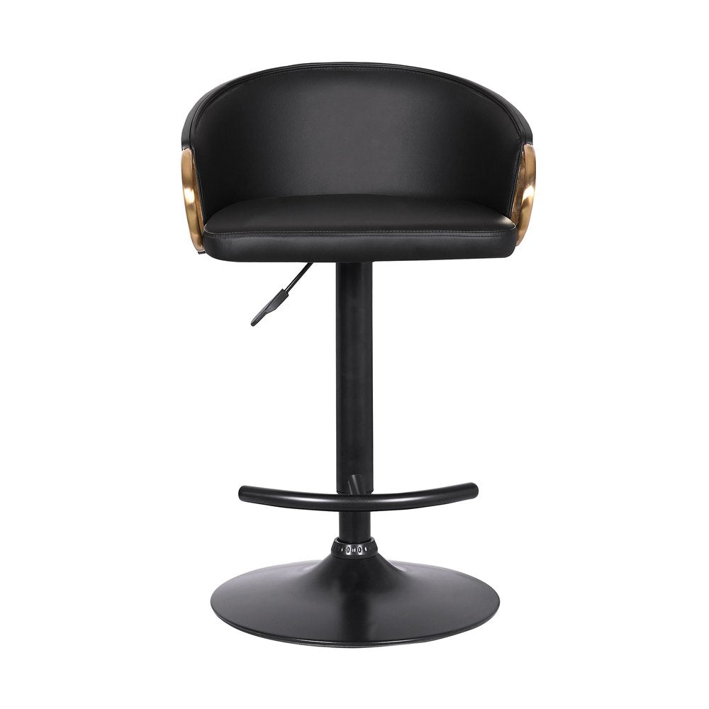 Black Fabric And Iron Low Back Adjustable Height Swivel Bar Chair HomeRoots