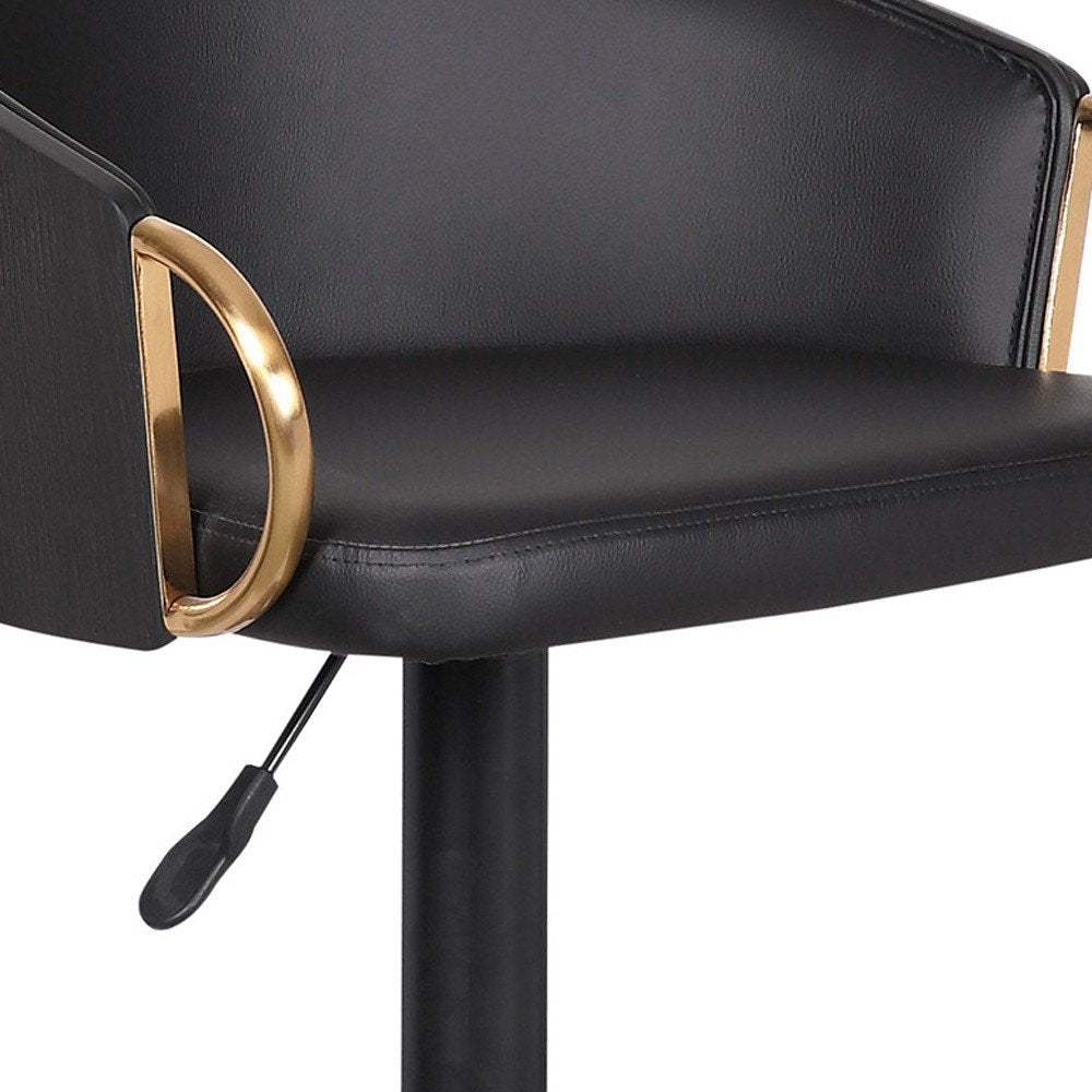 Black Fabric And Iron Low Back Adjustable Height Swivel Bar Chair HomeRoots