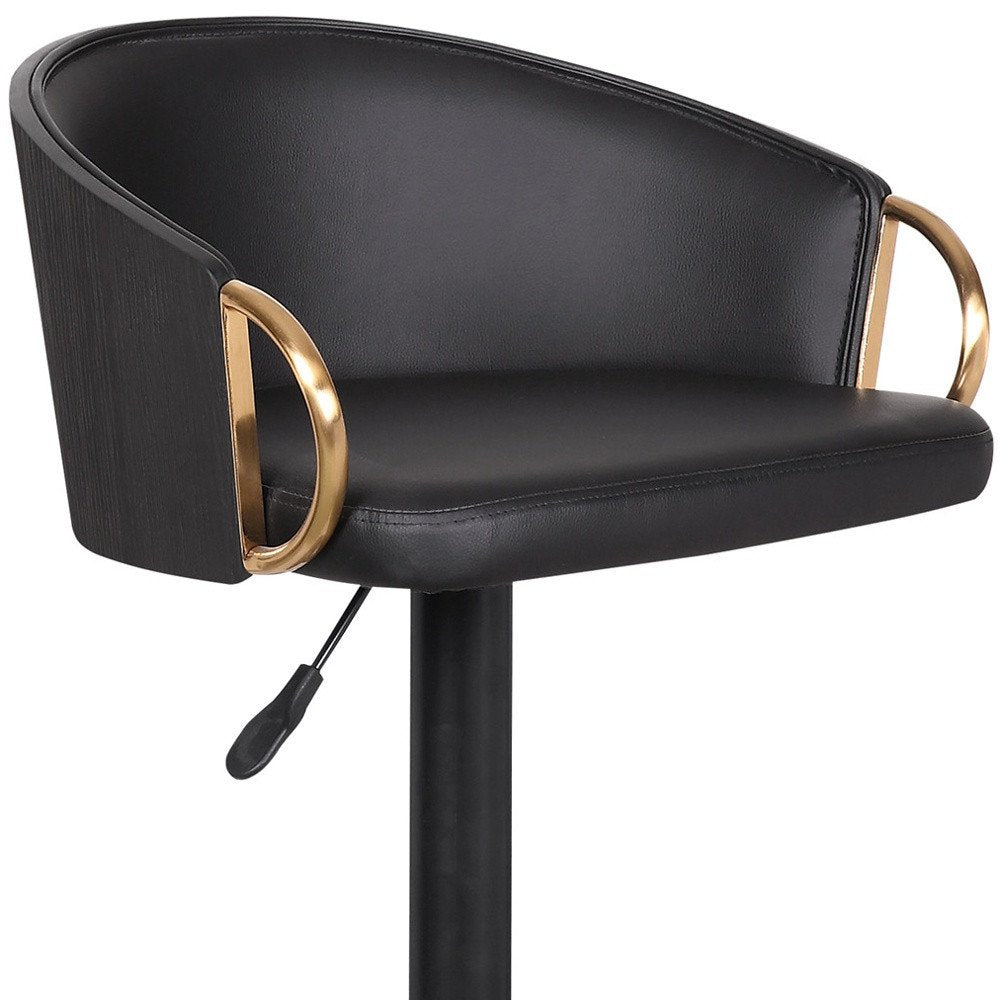 Black Fabric And Iron Low Back Adjustable Height Swivel Bar Chair HomeRoots