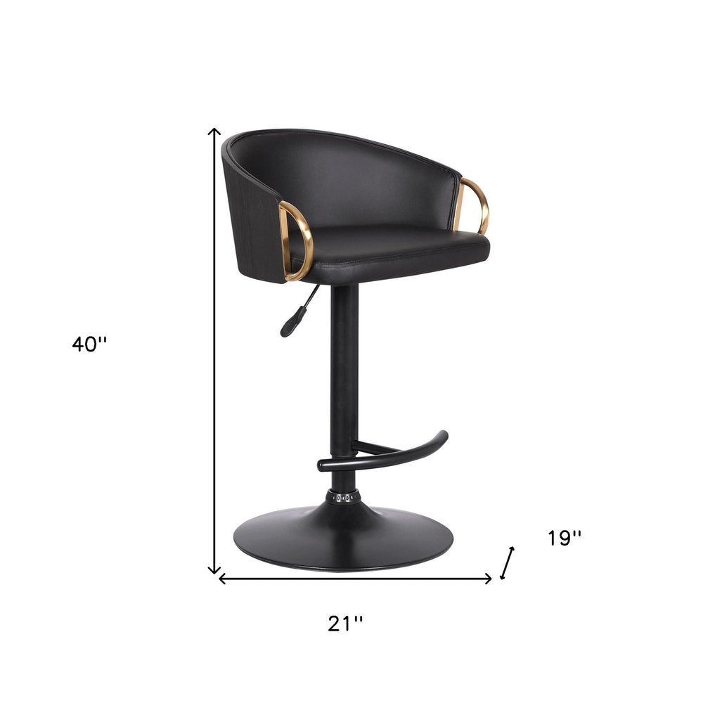 Black Fabric And Iron Low Back Adjustable Height Swivel Bar Chair HomeRoots