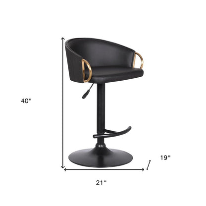 Black Fabric And Iron Low Back Adjustable Height Swivel Bar Chair HomeRoots