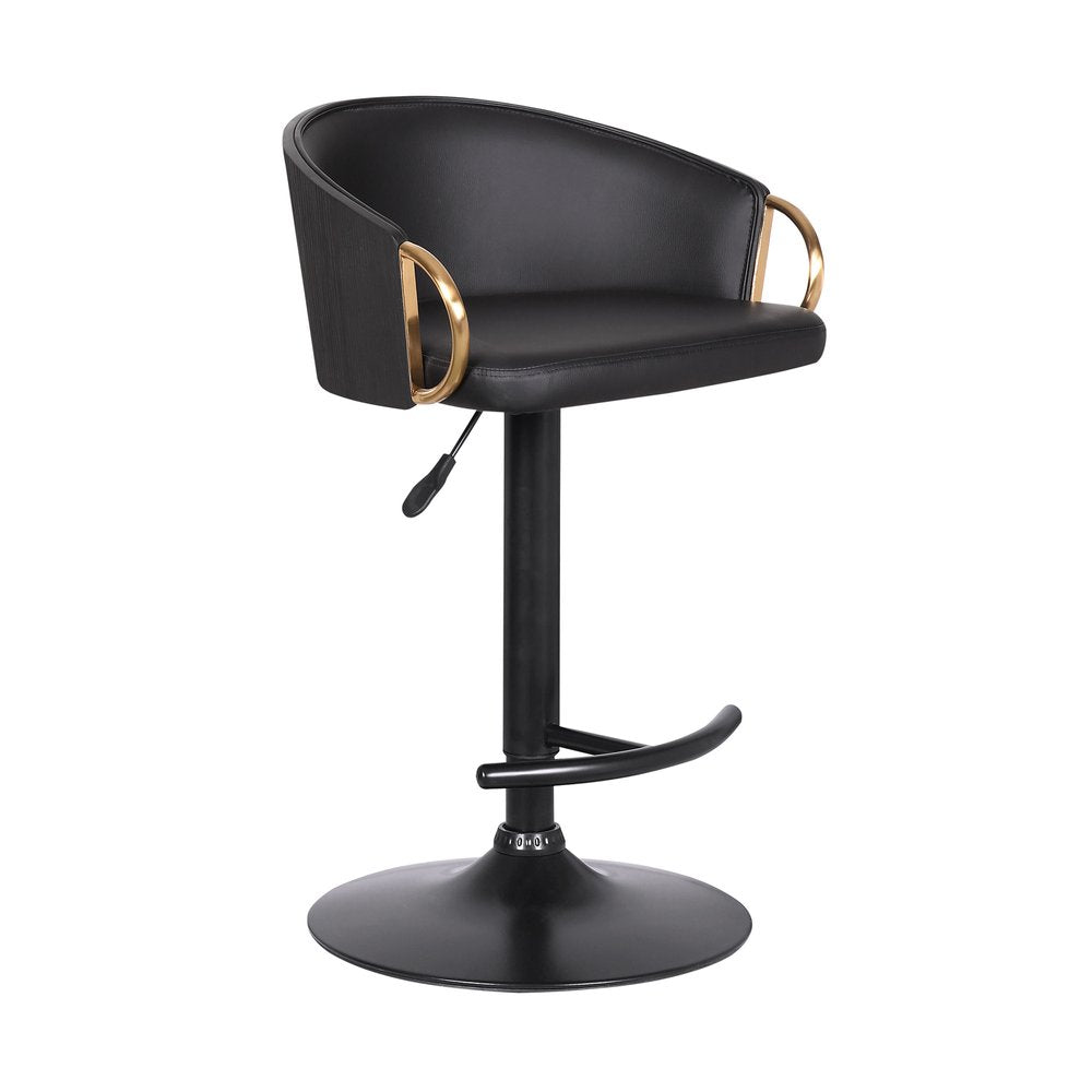Black Fabric And Iron Low Back Adjustable Height Swivel Bar Chair HomeRoots