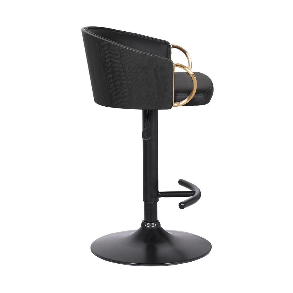 Black Fabric And Iron Low Back Adjustable Height Swivel Bar Chair HomeRoots