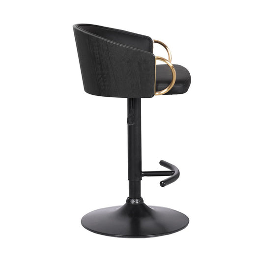 Black Fabric And Iron Low Back Adjustable Height Swivel Bar Chair HomeRoots