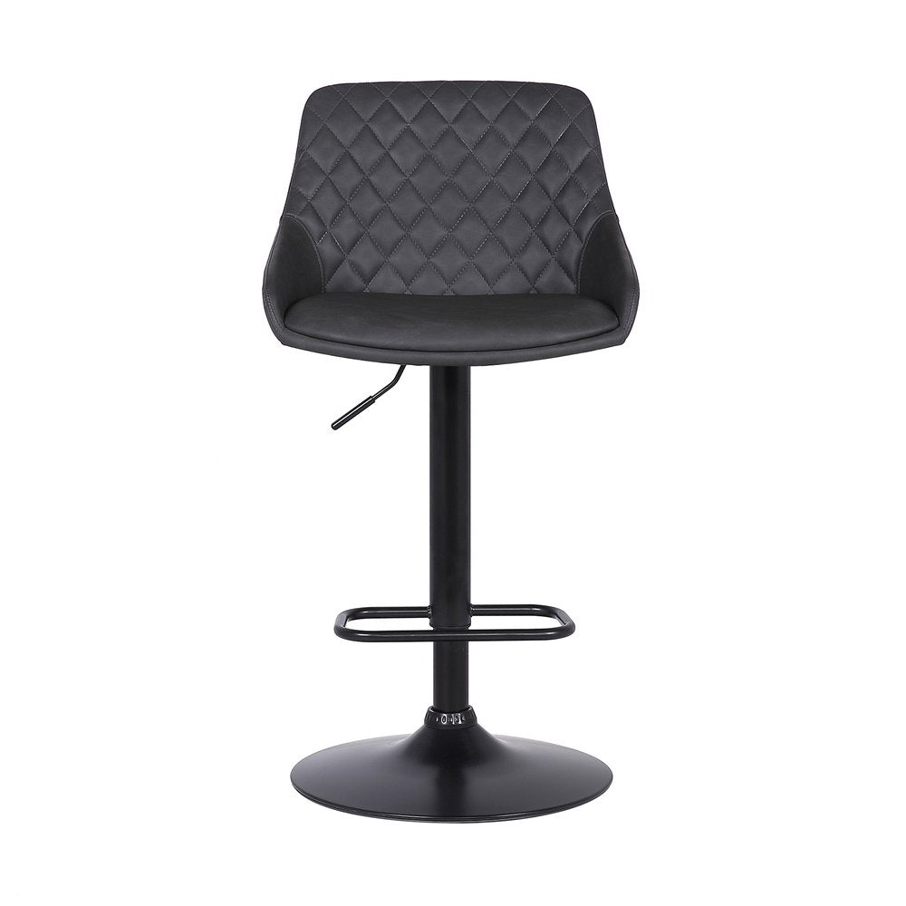 Gray And Black Fabric And Iron Low Back Adjustable Height Swivel Bar Chair HomeRoots