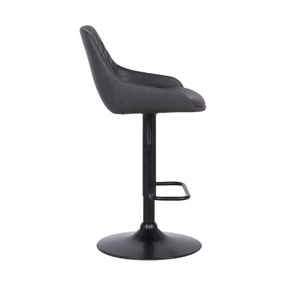 Gray And Black Fabric And Iron Low Back Adjustable Height Swivel Bar Chair HomeRoots