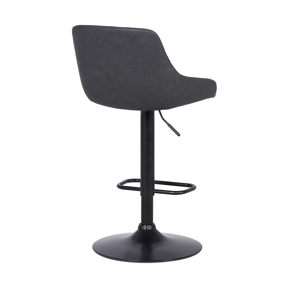 Gray And Black Fabric And Iron Low Back Adjustable Height Swivel Bar Chair HomeRoots