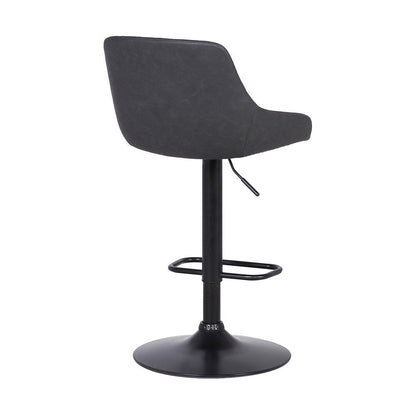 Gray And Black Fabric And Iron Low Back Adjustable Height Swivel Bar Chair HomeRoots