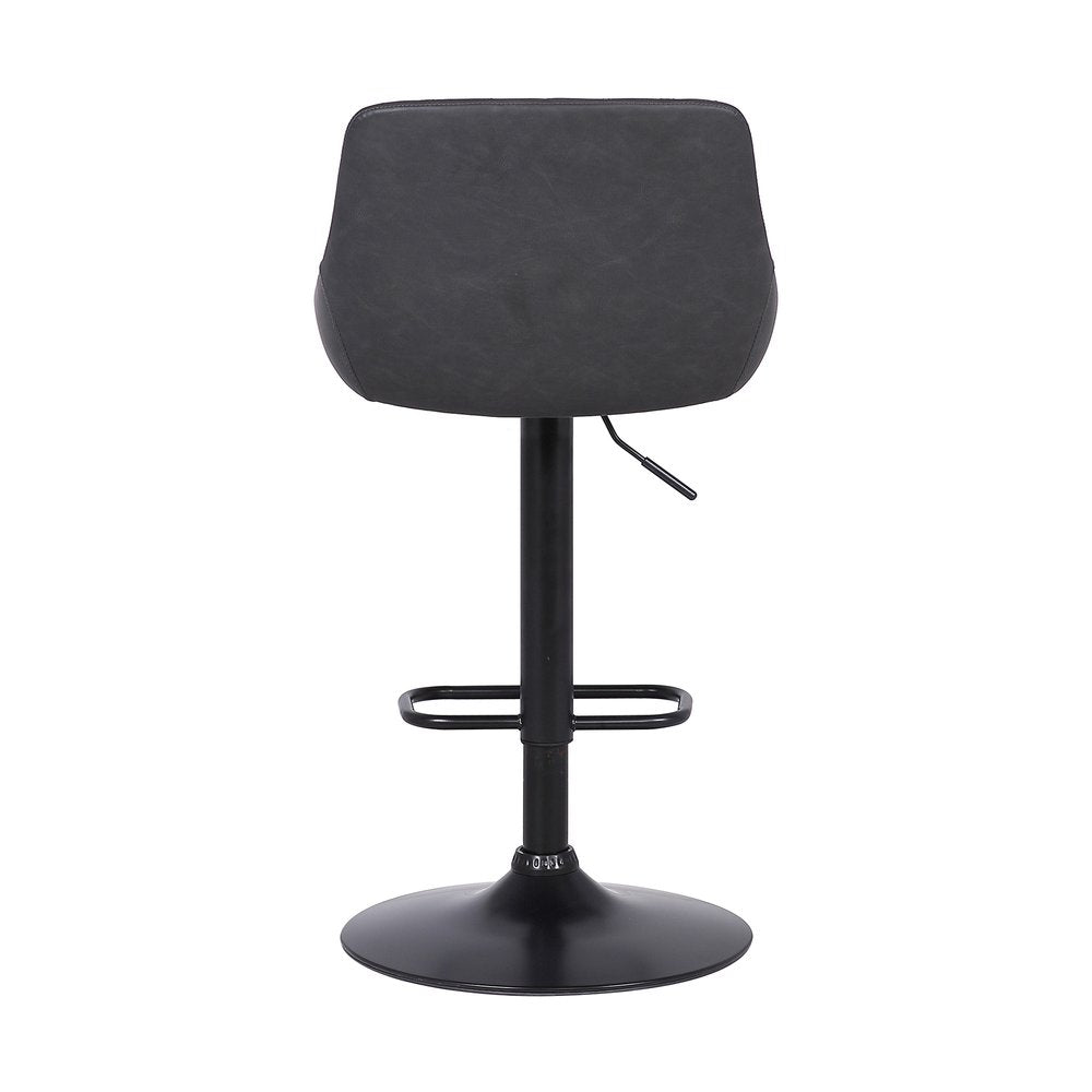 Gray And Black Fabric And Iron Low Back Adjustable Height Swivel Bar Chair HomeRoots