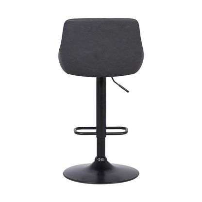 Gray And Black Fabric And Iron Low Back Adjustable Height Swivel Bar Chair HomeRoots