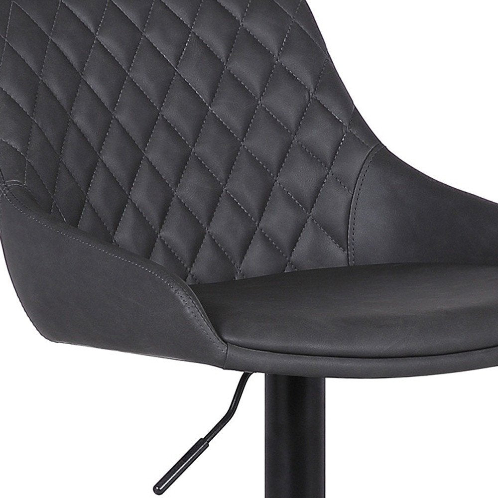 Gray And Black Fabric And Iron Low Back Adjustable Height Swivel Bar Chair HomeRoots