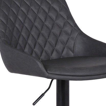Gray And Black Fabric And Iron Low Back Adjustable Height Swivel Bar Chair HomeRoots