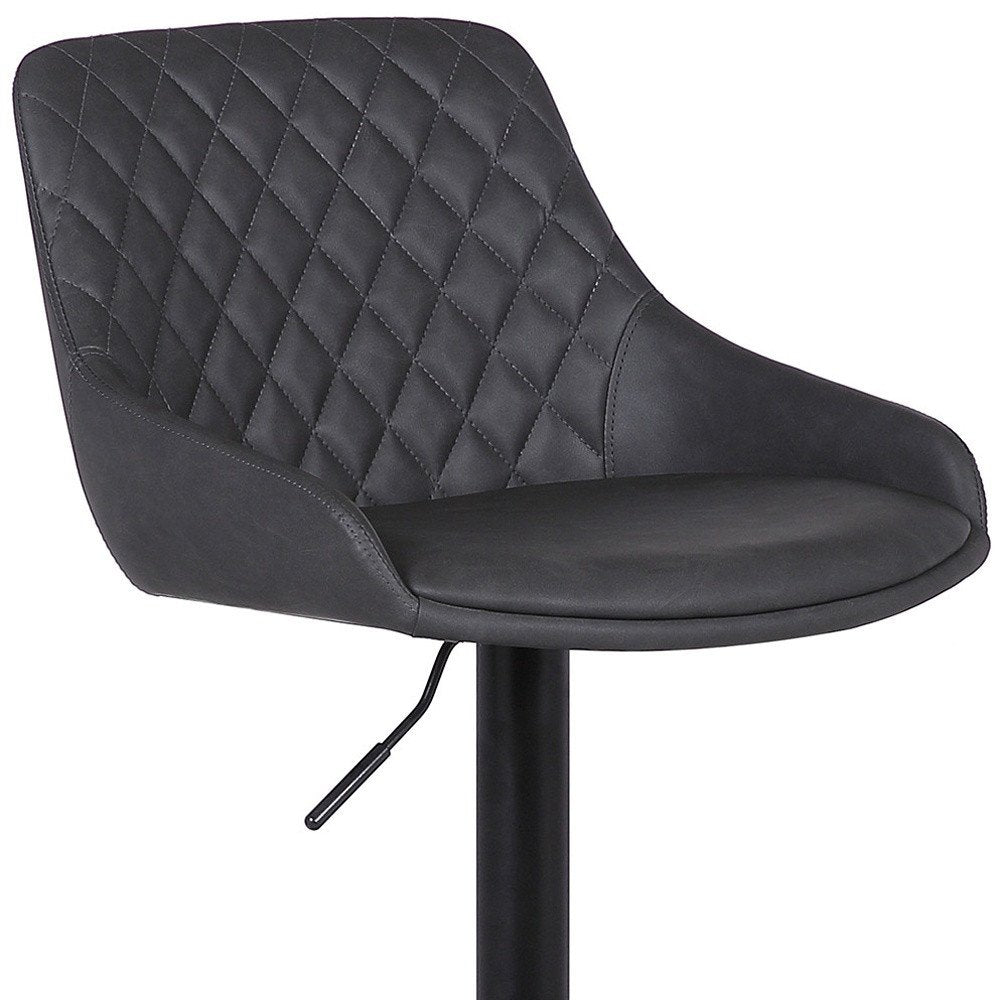Gray And Black Fabric And Iron Low Back Adjustable Height Swivel Bar Chair HomeRoots