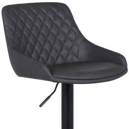 Gray And Black Fabric And Iron Low Back Adjustable Height Swivel Bar Chair HomeRoots