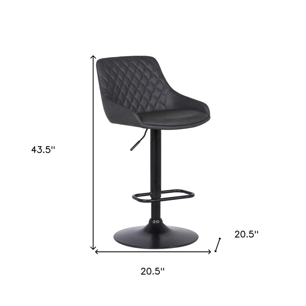 Gray And Black Fabric And Iron Low Back Adjustable Height Swivel Bar Chair HomeRoots