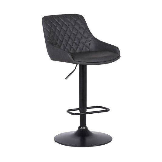 Gray And Black Fabric And Iron Low Back Adjustable Height Swivel Bar Chair HomeRoots