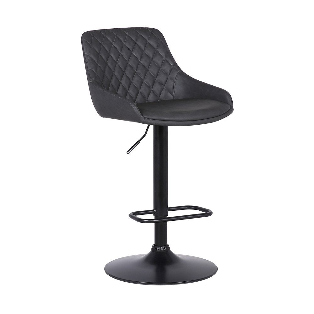 Gray And Black Fabric And Iron Low Back Adjustable Height Swivel Bar Chair HomeRoots