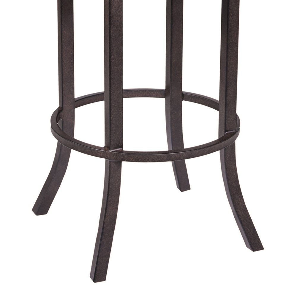 30" Brown Faux Leather And Fabric And Iron Bar Height Bar Chair — view 4