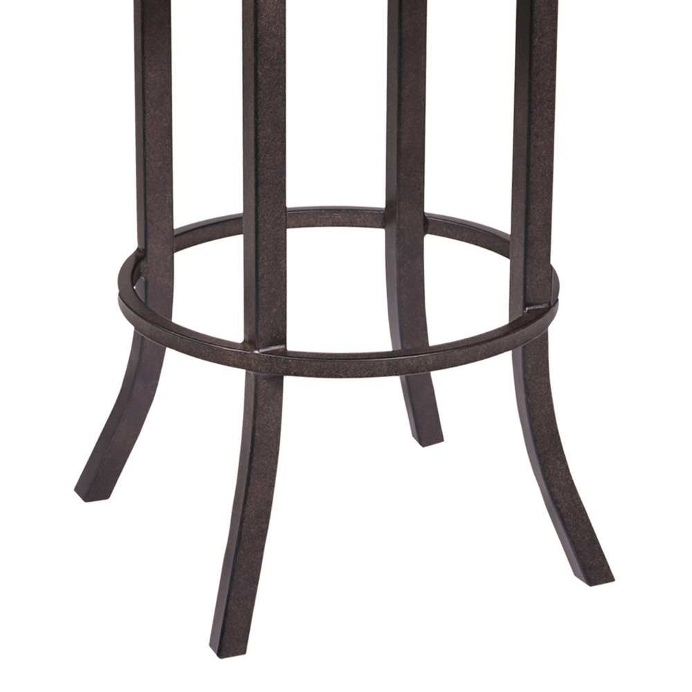 30" Brown Faux Leather And Fabric And Iron Bar Height Bar Chair HomeRoots