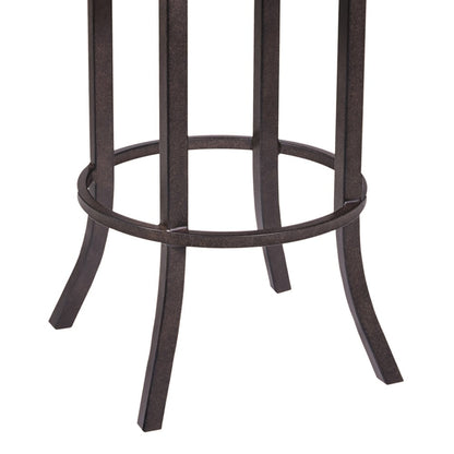 30" Brown Faux Leather And Fabric And Iron Bar Height Bar Chair HomeRoots